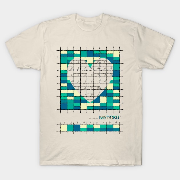 Mydoku_006_H001_004_F: Sudoku, Sudoku coloring, logic, logic puzzle, holiday puzzle, fun, away from screen T-Shirt by Mydoku